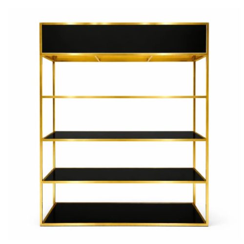 7ft Fenix Rectangle Gold Shelf - Black Acrylic