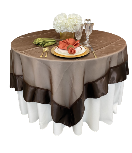 Brown Organza with 6 inch satin ends