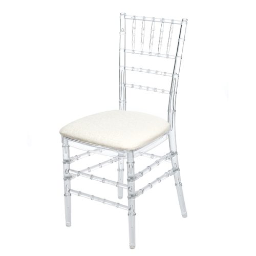 Clear Resin Chiavari Chair With White Cushion