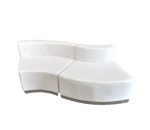 White Leather Serpentine Loveseat
