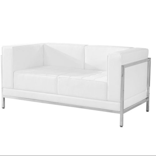 White Leather Loveseat