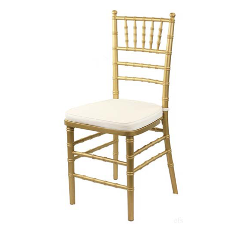 Gold Resin Chiavari Chair With Ivory Cushion