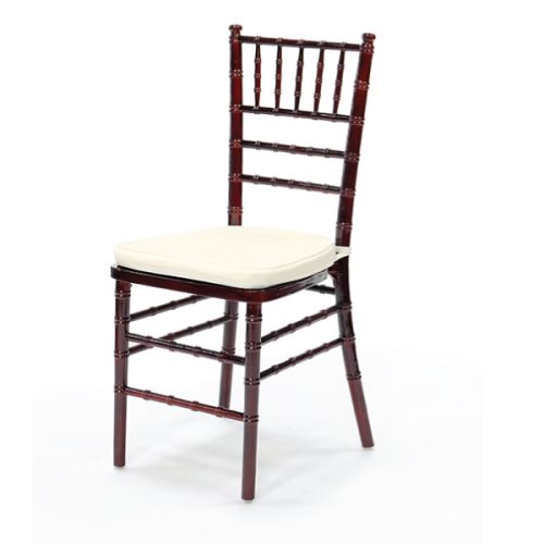 Mahogany Resin Chiavari Chair With Ivory Cushion
