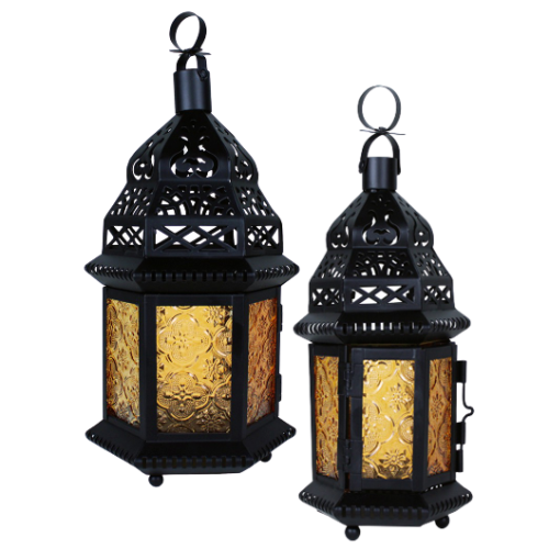 Black & Amber Moroccan Lantern