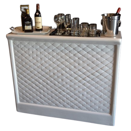 4' Portable White Bar With Shelf