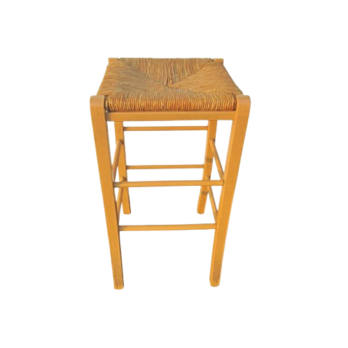 Rattan and Wood Barstool