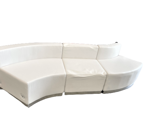 White Leather Serpentine Sofa