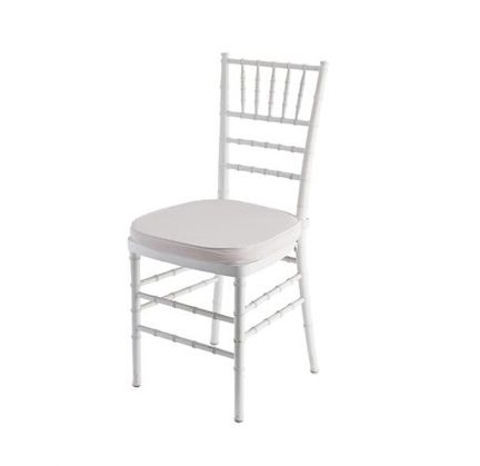 White Resin Chiavari Chair With White Cushion