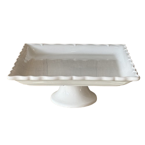 12 - Square White Ceramic Cake Stand
